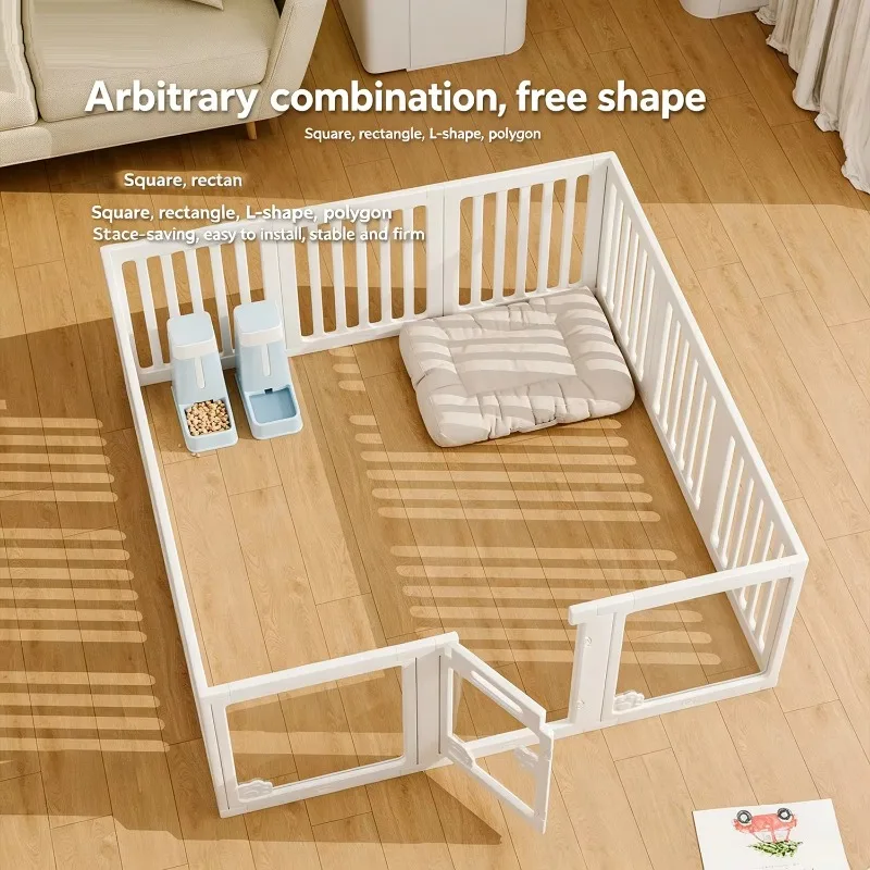 dog fence Long Lasting Stable Frame Dog Play Fence Clear Visible Panel For Household Puppy Daily Feeding Indoor Leisure