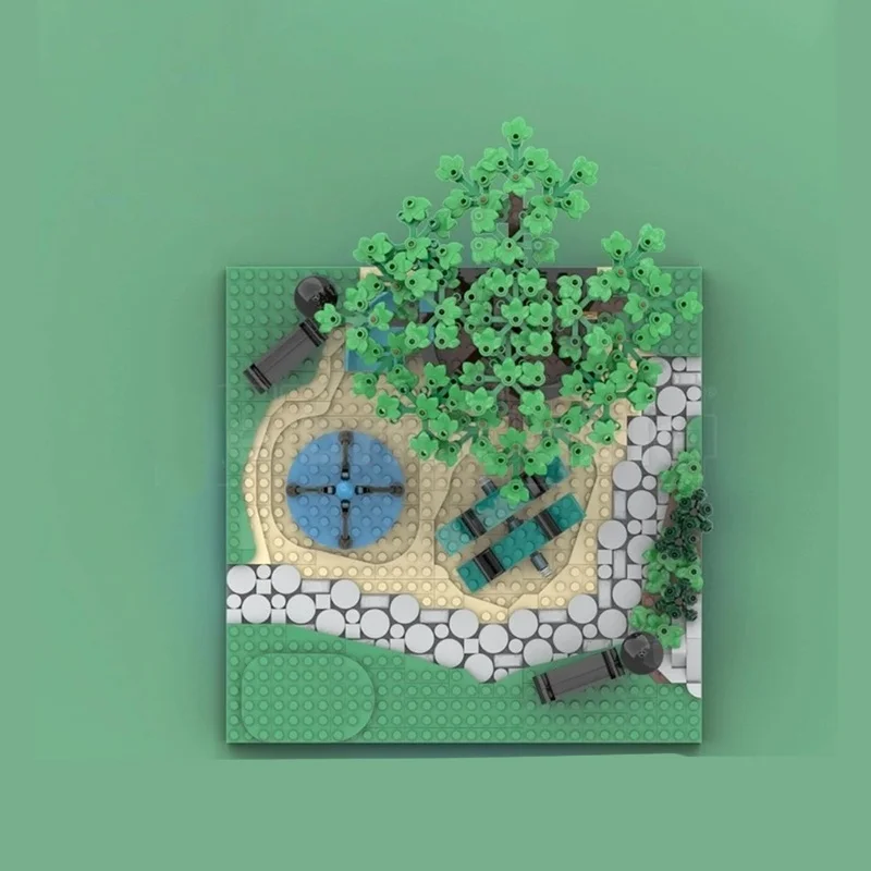 1818 قطعة MOC بركة وملعب حزمة المدينة نموذج اللبنات ألعاب البناء فكرة إبداعية التعليم هدية الكريسماس للأطفال