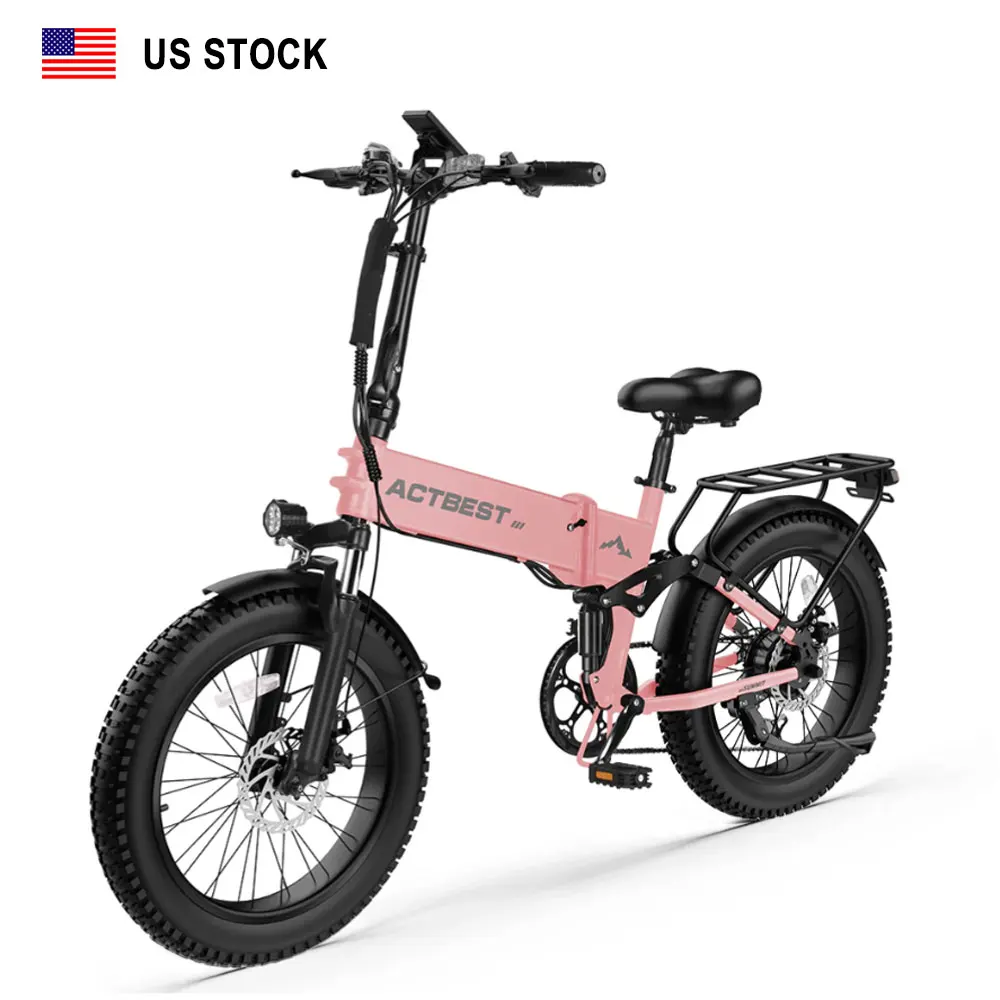 

Электрический складной горный велосипед ACTBEST Summit с двойной подвеской, 500 Вт, 20-дюймовые широкие шины, городской электровелосипед