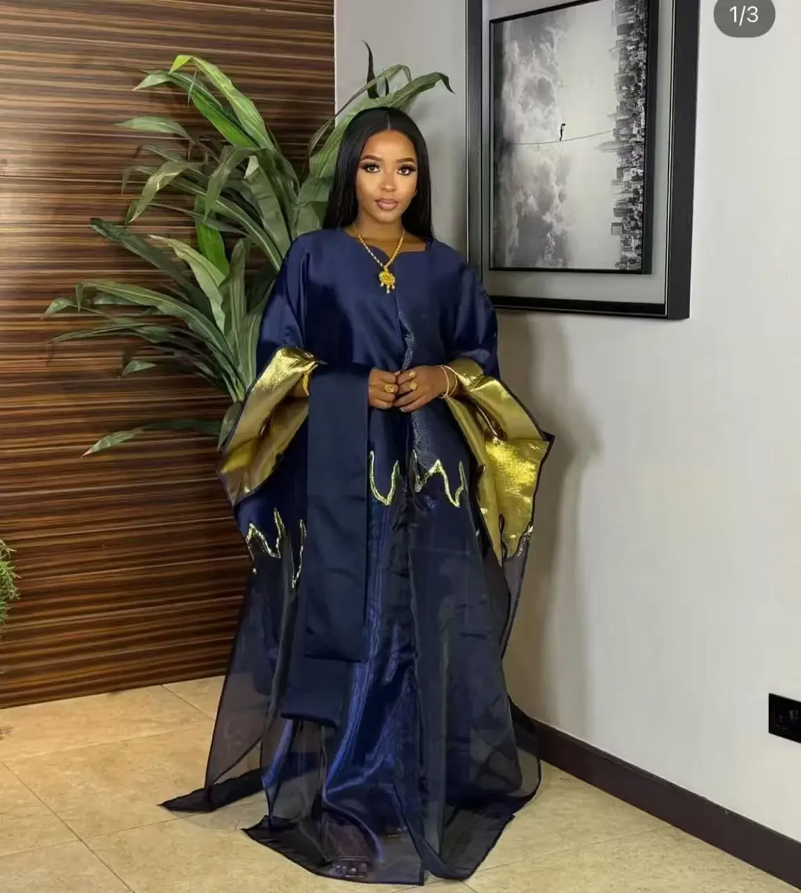 

Luxurious Fashion African Dresses for Women Plus Size Pair with lace underwear African American Clothing