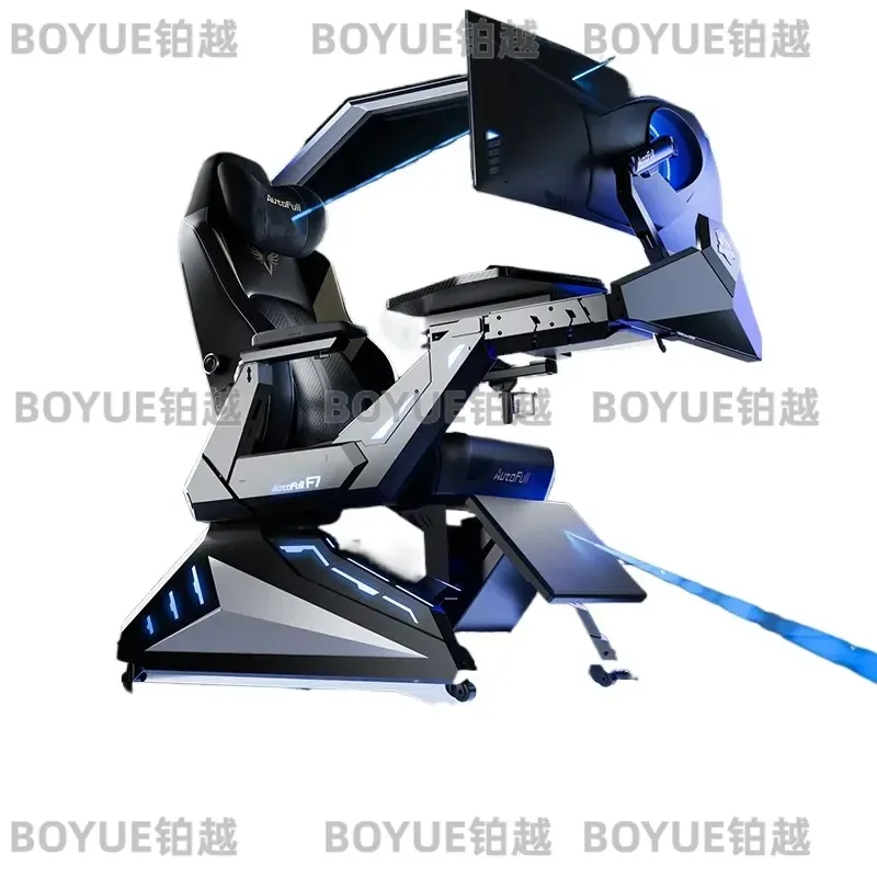 Ergonomic Gaming Chair Cockpit with Integrated Desk Esports Racing Seat Computer Workstation Pod Style Office Furniture for