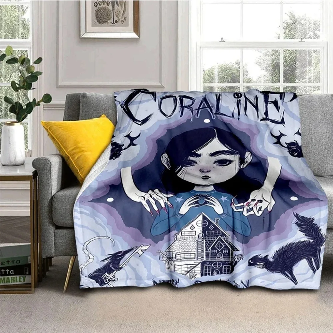 Одеяло Coraline из анимационного фильма, Флисовое одеяло Coraline y la puerta, секретное одеяло, Королевский размер, пушистые мягкие одеяла, домашний интерьер