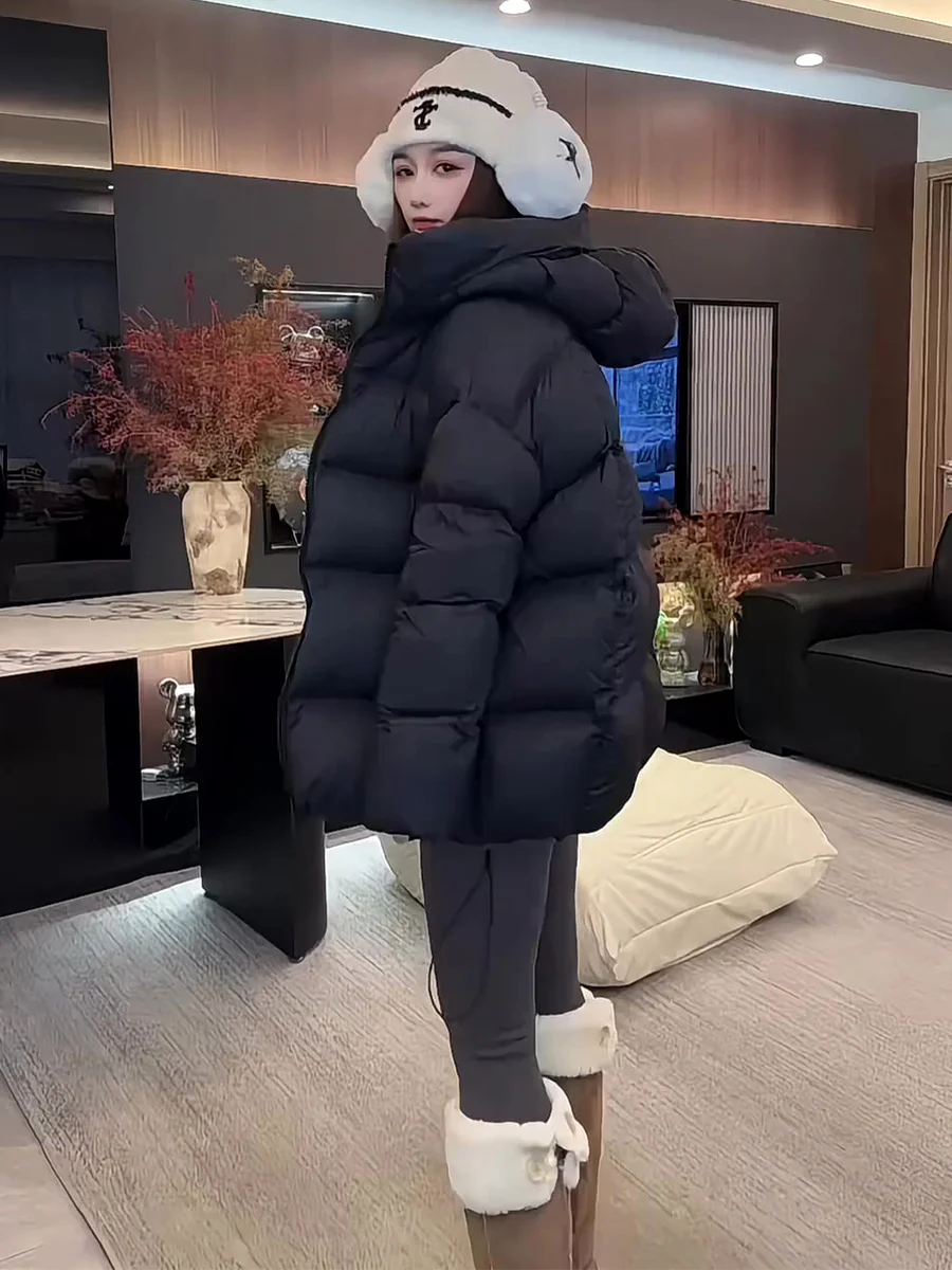 

Женское зимнее пальто Bla Cloud Puff средней длины с капюшоном, теплое, приталенное, в корейском стиле, свободного кроя, с длинными рукавами