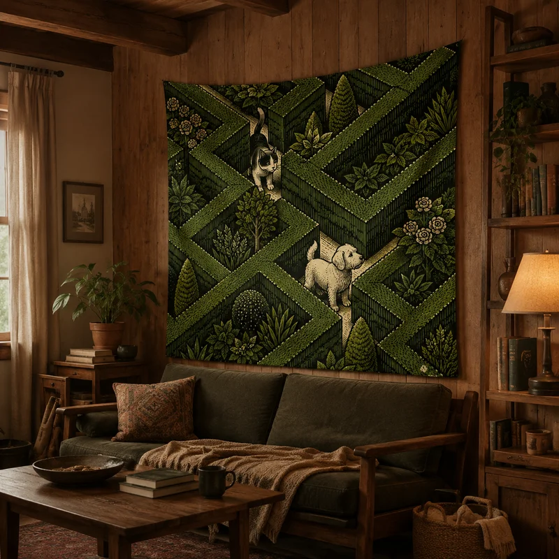 VIKAMA Healing Wind Cute Cat And Dog Walks Wall Tapestry, For Hanging On The Walls Of Bedrooms And Living Rooms As Decoration