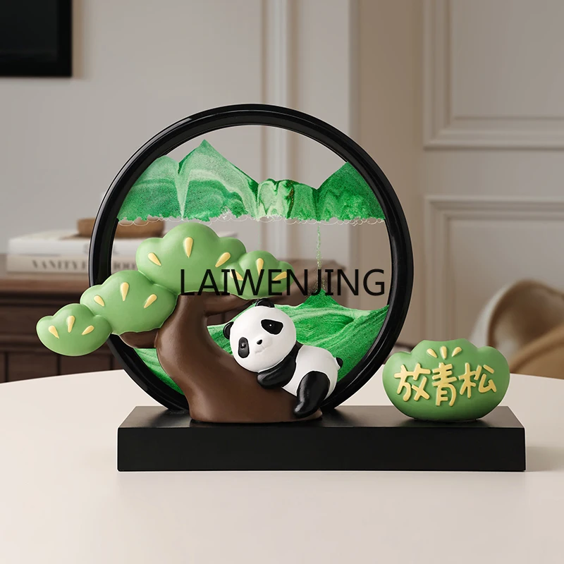 LYN Panda Fangqing Pine Quicksand Painting Ornament Tabletop Ornament Pen Holder Gift