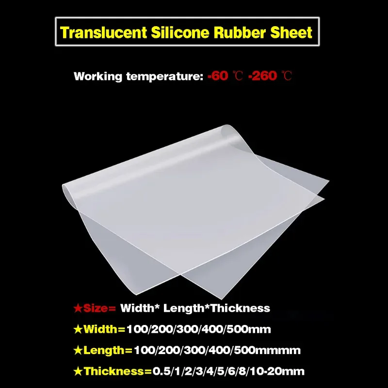 

Translucent Silicone Rubber Sheet Plate 0.5-20mm Thick White Clear High Temp Resistant