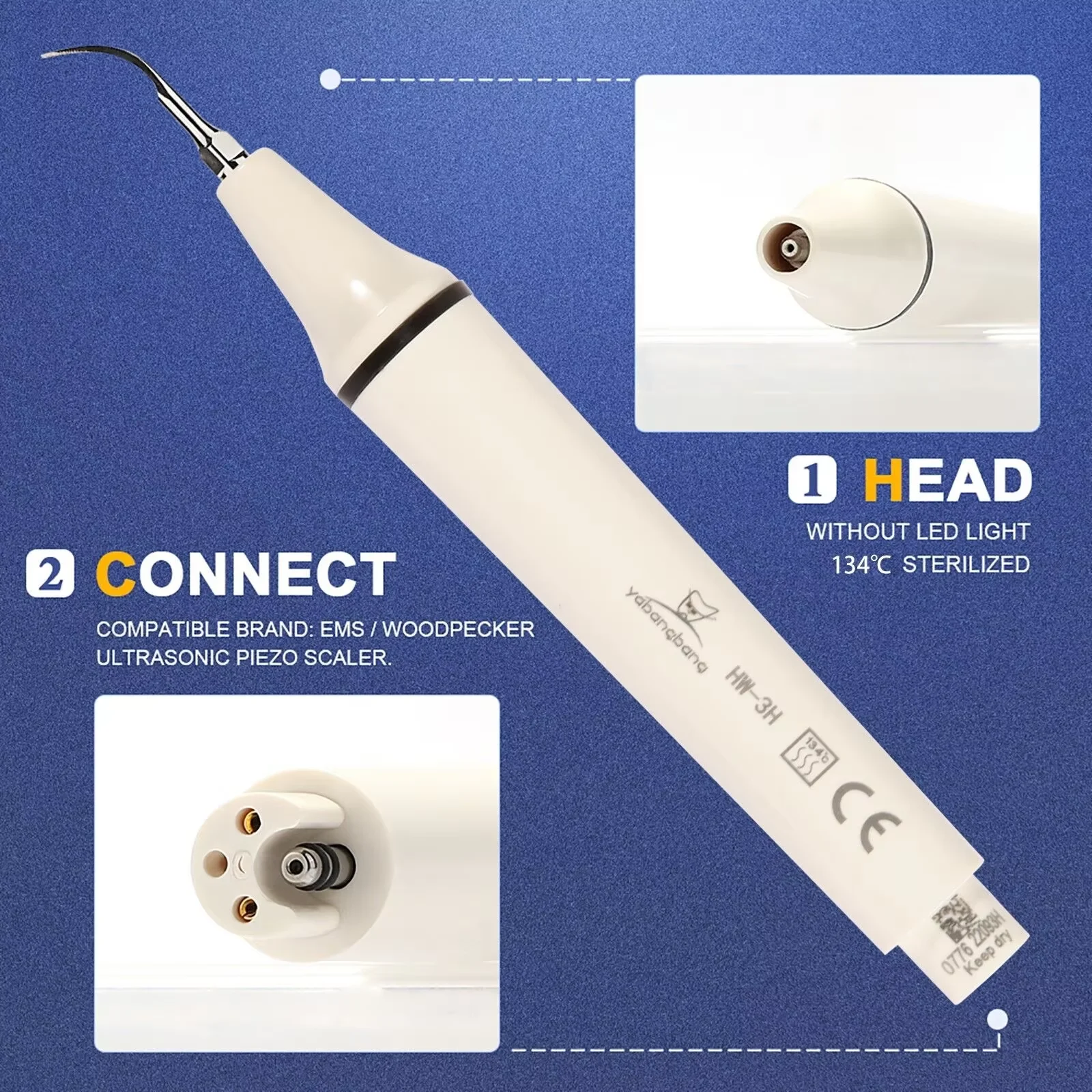 Peça de mão ultrassônica piezo dental para EMS Woodpecker Cavitron Tip 135 ℃