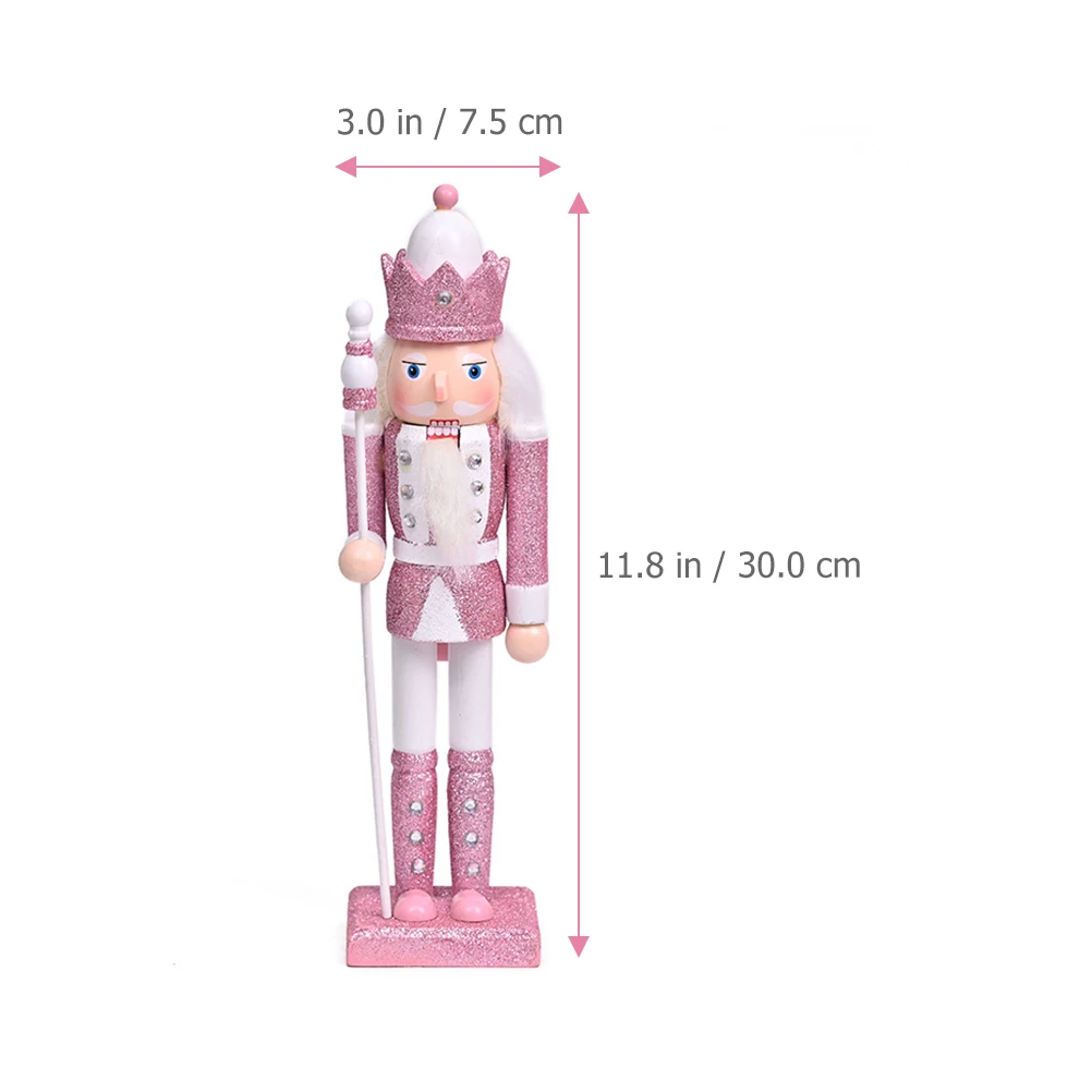 

4 Pcs Pink Nutcracker Ornaments 30cm Wood Craft Christmas Decor Shelf Table Xmas Tree Gifts Kids Teen Girls Home