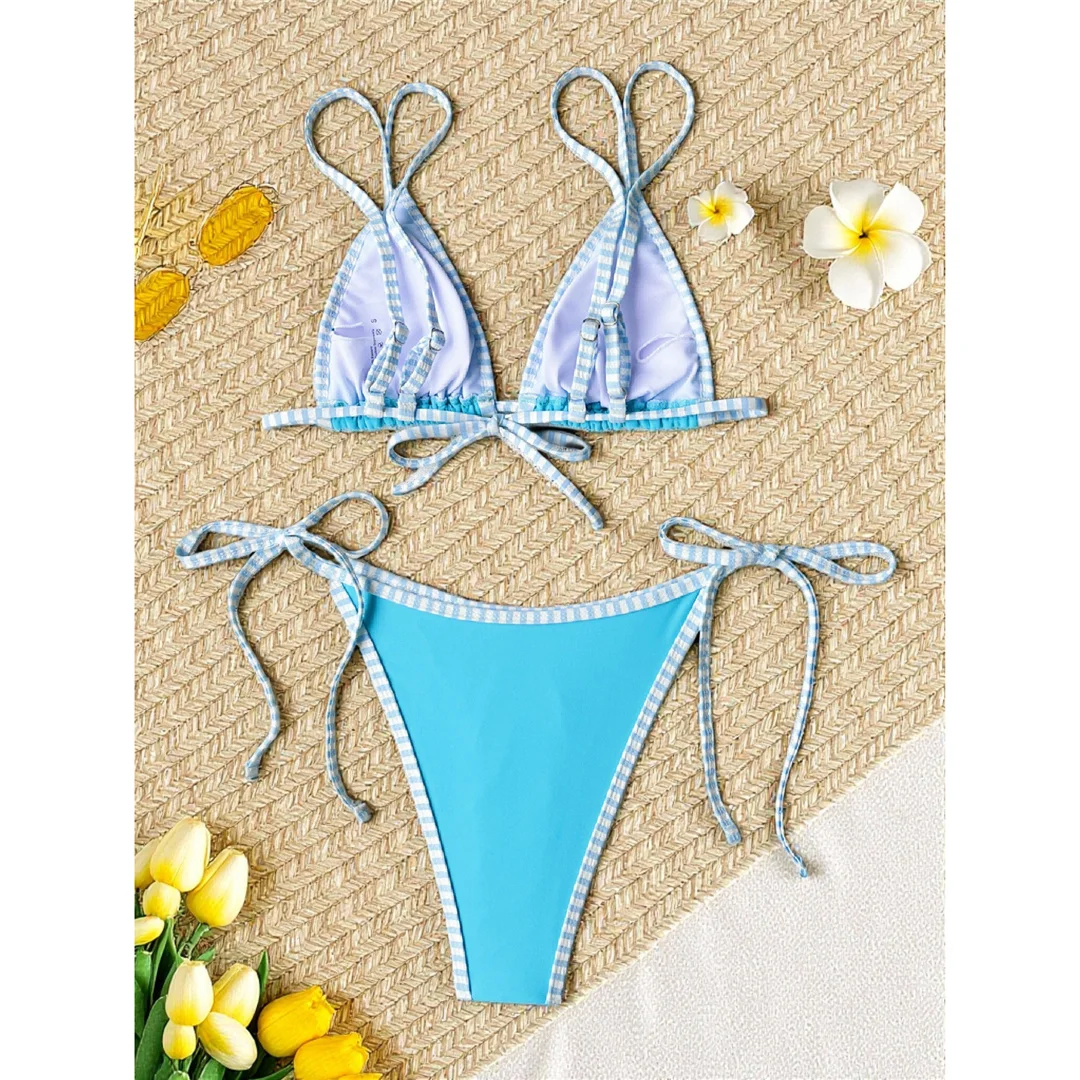 S - XL Bedruckter Bikini mit Trägern, Damen-Badebekleidung, zweiteiliger Bikini-Set, hoher Beinausschnitt, Badeanzug, Badebekleidung, Modell V8487 – Detail 7