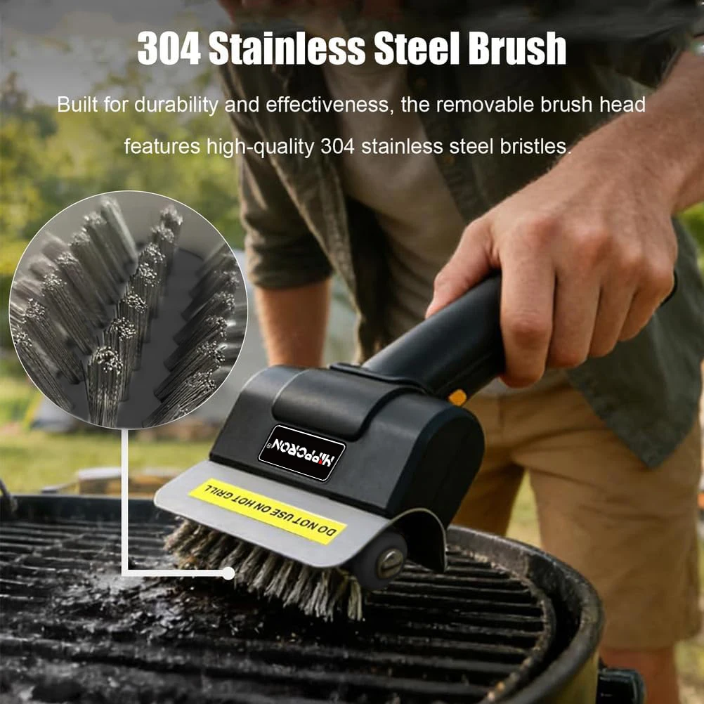 

Hippcron 1100RPM Electric BBQ GrillCleaning Brush 2000mAh 3.7V Stainless Steel Brush Grill Accessories Clean Tool TypeC charging