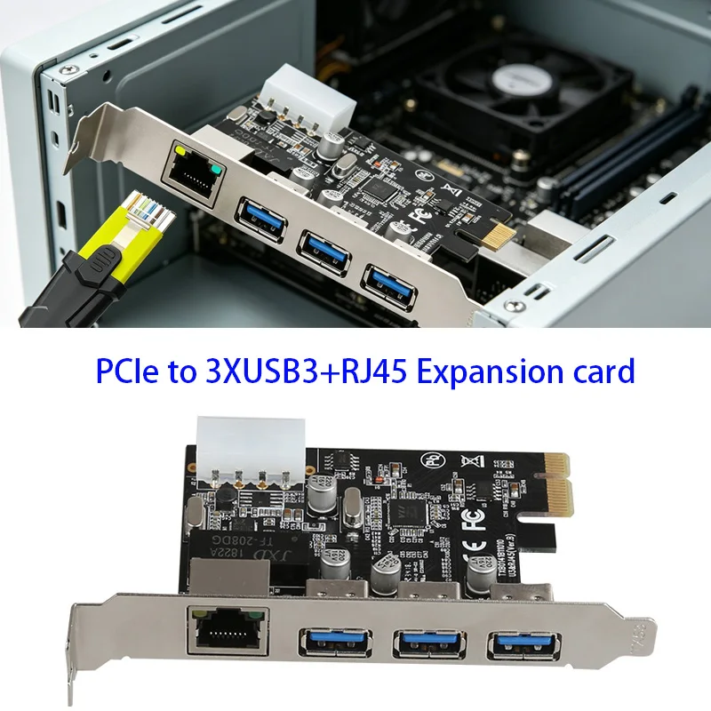 Fast Ethernet for Desktop Splitter Adapter PCIe Expansion Combo Adapter Card USB3.0 HUB Expansion card PCI-E Riser Card Adapter