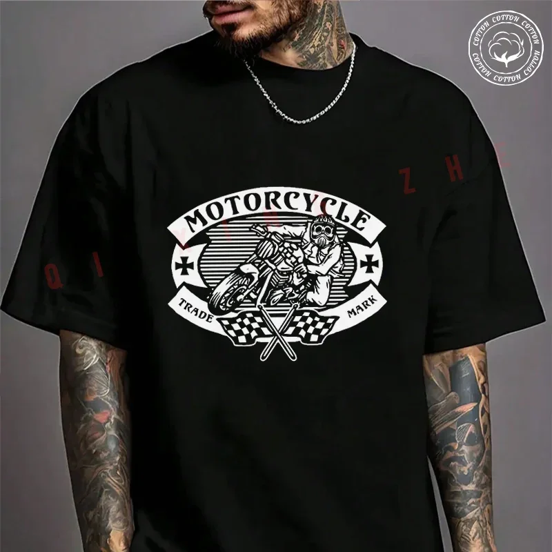 

Retro Motorcycle Creative Design T-Shirt For Riders Men's Cotton Fashion Casual High Quality Round Neck Tshirt Tee