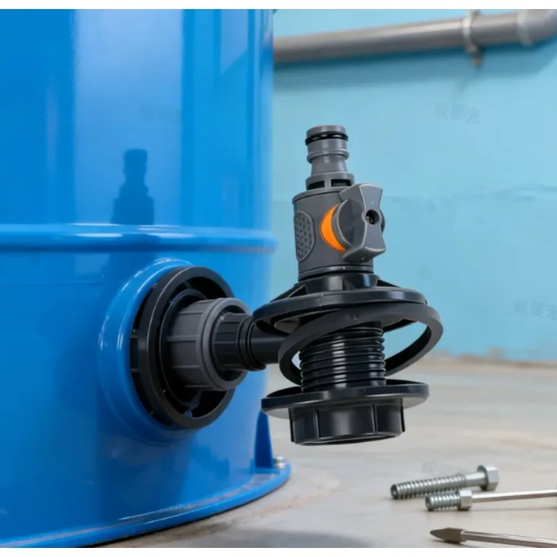 Durable Plastic IBC Water Barrel Adapter Shutoff Valve Easy Mount Hose Connector Outdoor Rain Collect Garden Water Supply