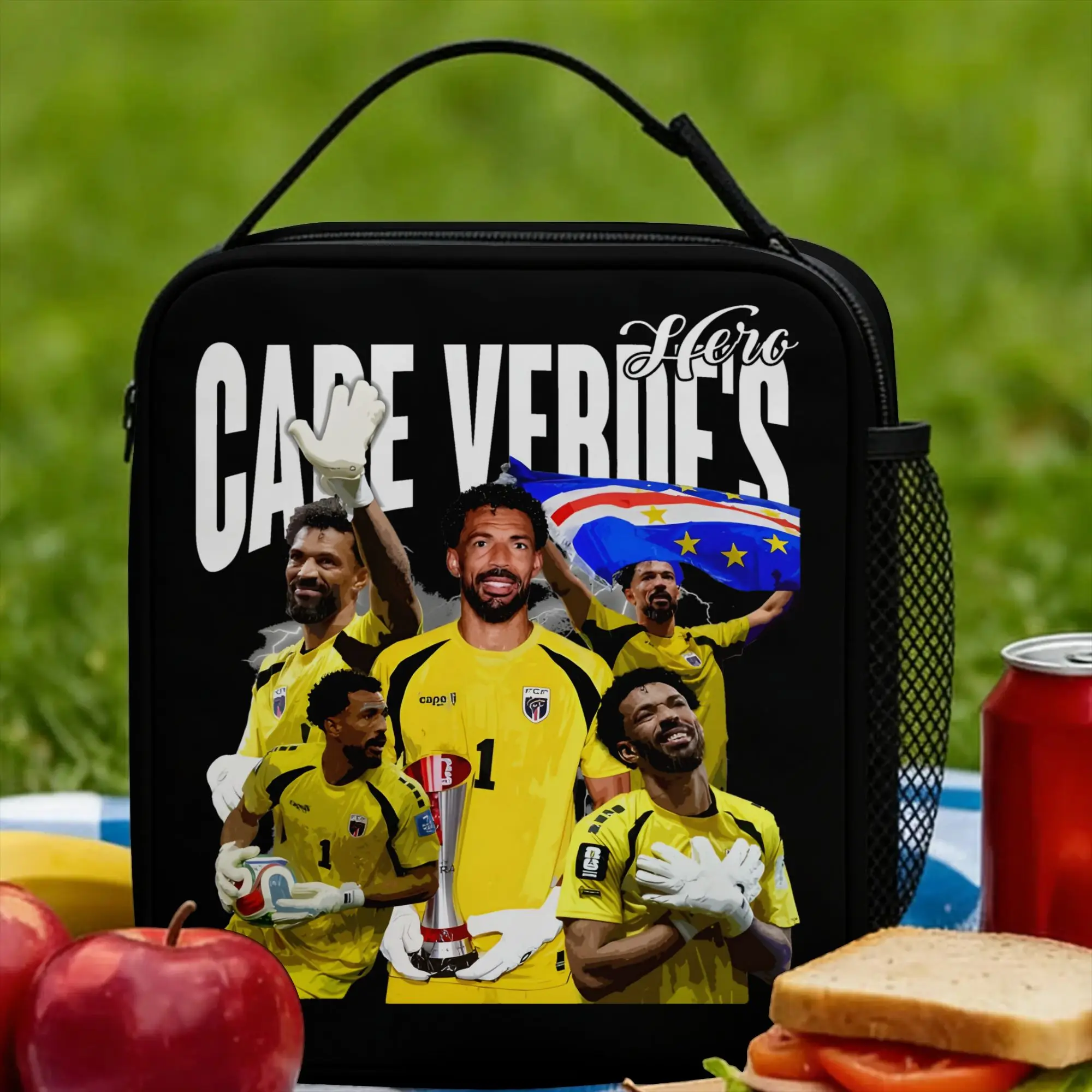 Cape Verde Goalkeeper Lunch Bag For Men Vozinha Lunch Box Funny Picnic Cooler Bag Portable Waterproof Thermal Lunch Bags