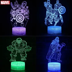 Marvel Avengers Anime 3D LED Nightlight Spiderman Ironman Hulk Thor Lamp Colorful Changing Night Lights Table Lamp Birthday Gift