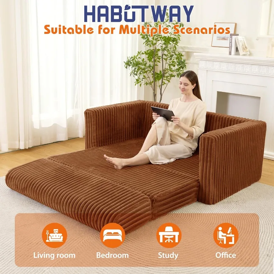 Klappbares Schlafsofa, 2-in-1, umwandelbarer Schlafstuhl mit Armlehne, tragbarer, ausklappbarer Stuhl, Bett, bequeme Bodencouch, multifunktionales La