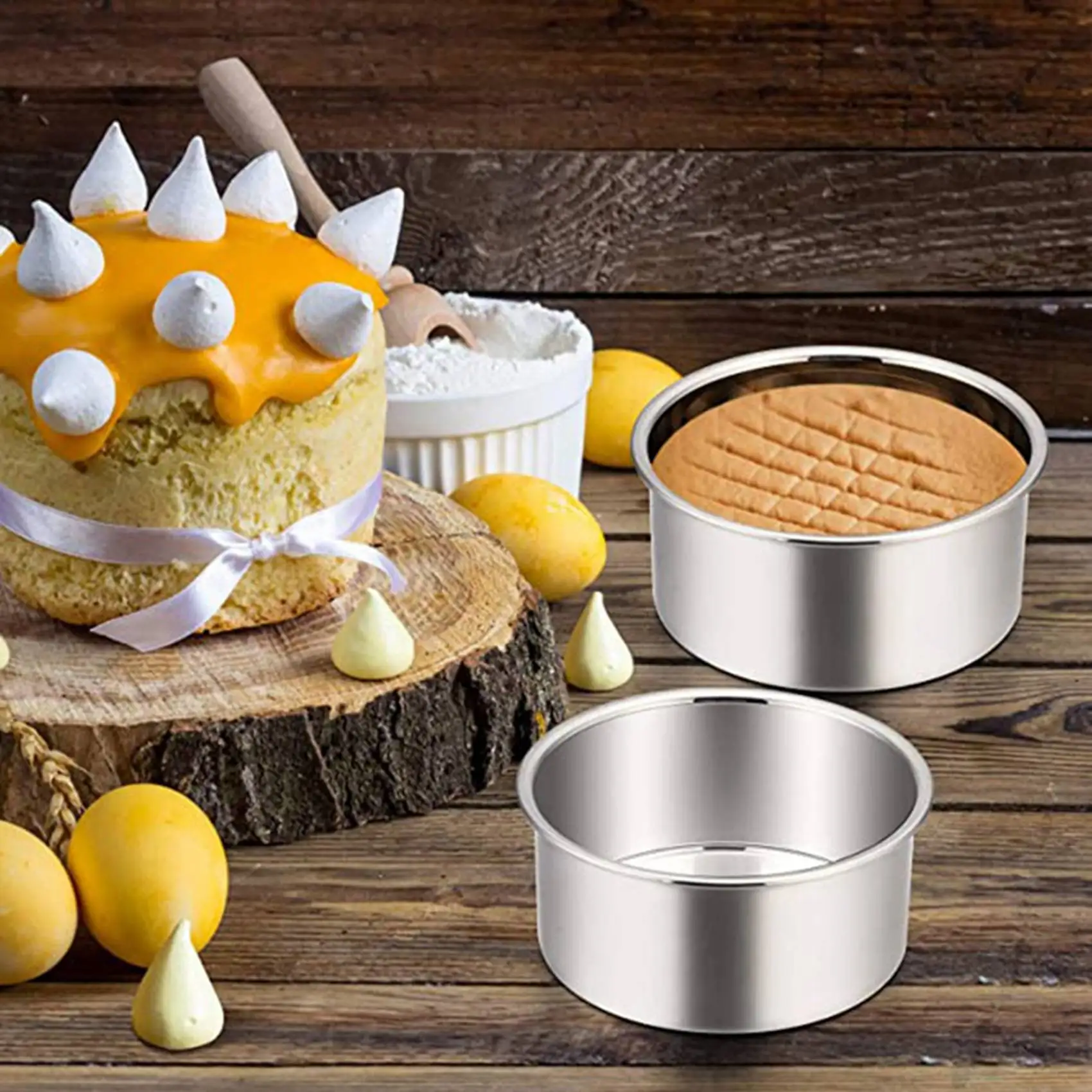 SEWS-4 Inch Small Cake Pan Set Of 8, Baking Round Cake Pans Tins Bakeware For Mini Cake Pizza, Quiche, Non Toxic & Healthy