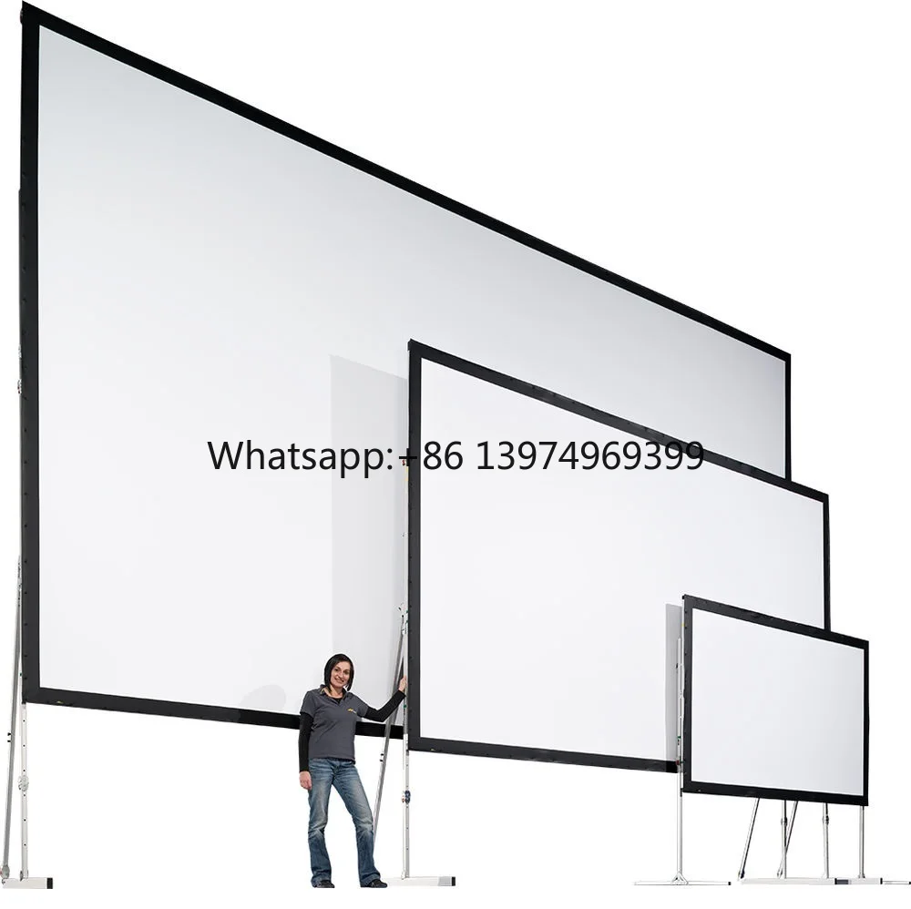 16:9 200 Inch Fast Fold Portable Outdoor Projector Screen with Aluminum Housing and Tripod for Front/Rear Projection