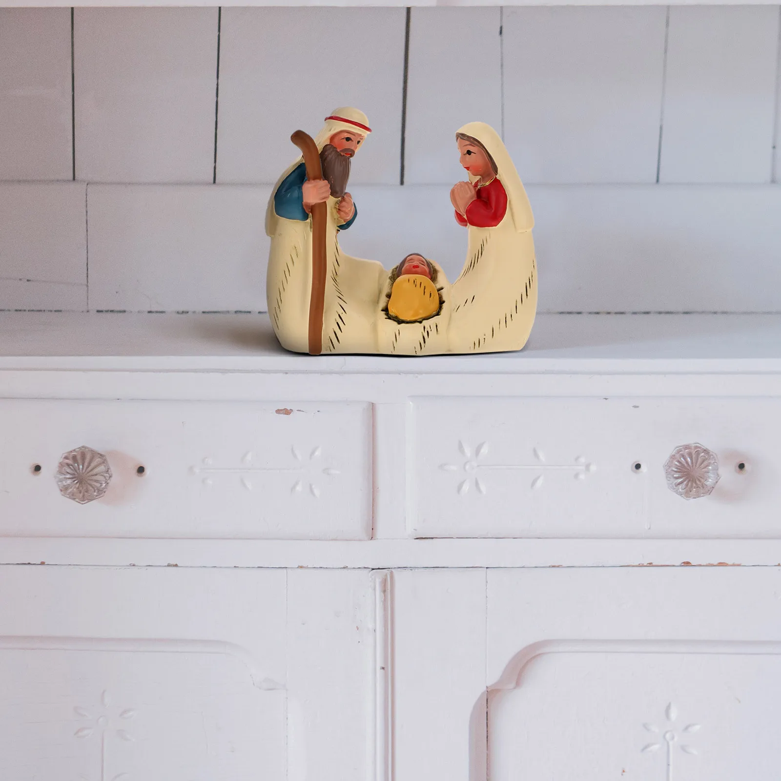 

1Pcs Nativity Scene Decoration Resin Material Lightweight Sacred Home Office Desk Ornament Christian Religious Art Sculpture