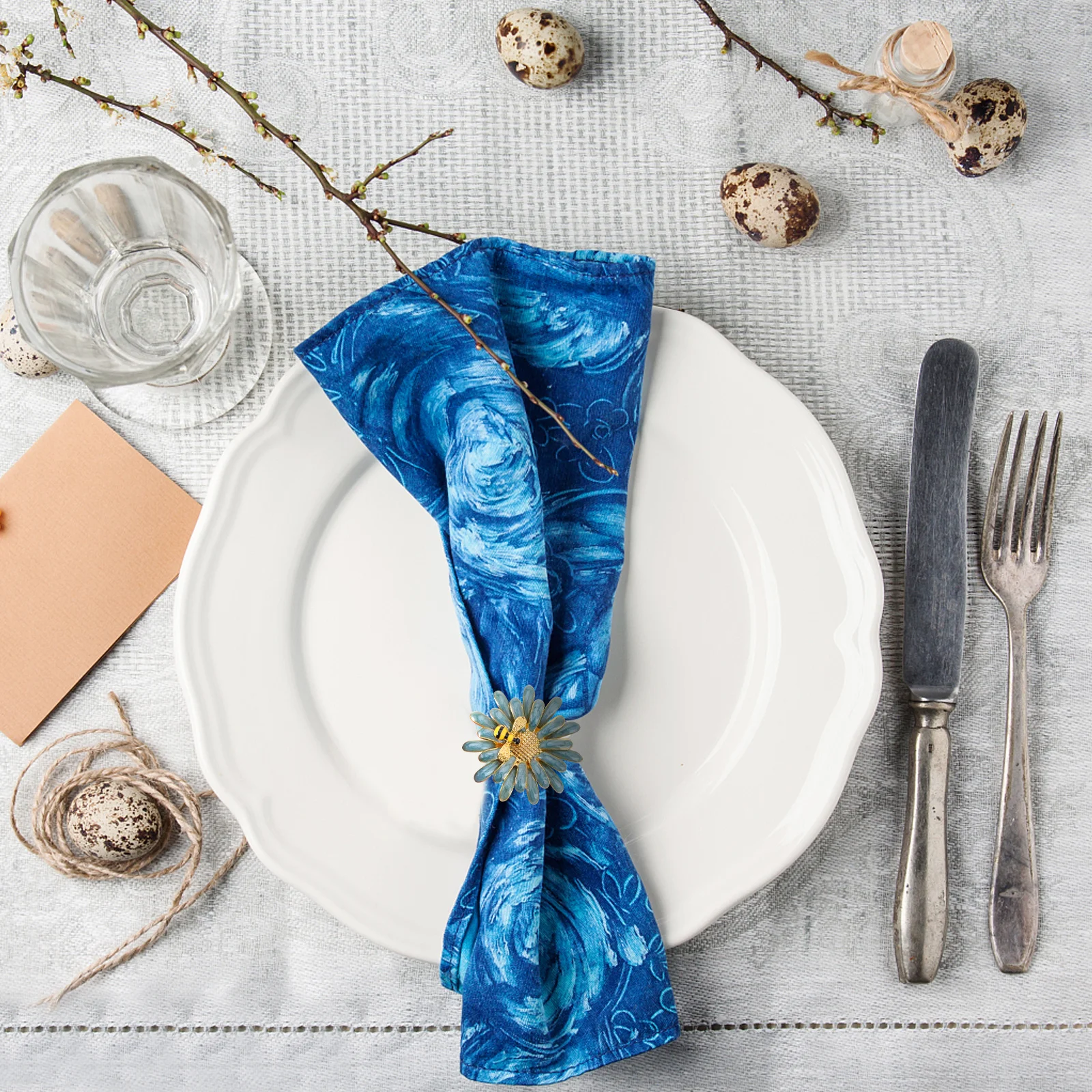 

Daisy Flower Shaped Alloy Napkin Rings Bee Decorative Fashion Serviette Buckles Chinese Style Napkin Decoration for Banquet Par