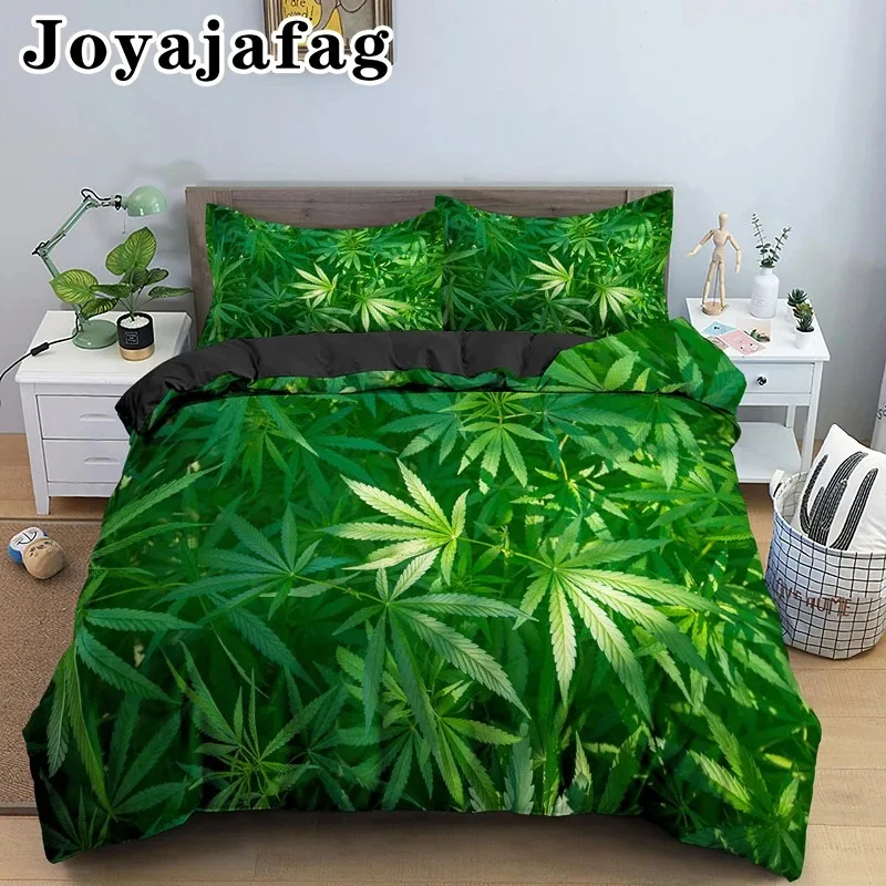 

Green Nature Weed Leaves Luxury Bedding Set 23Pcs Adult Duvet Cover Set Single Double King Queen Size Bedclothes Home Textile