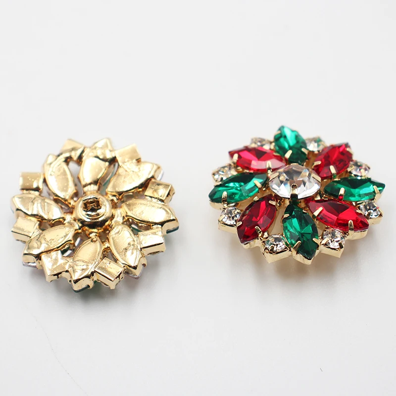 New Exquisite Buttons 5Pcs Rhinestone Metal Buttons Beautiful Skirts Crystal Clothing Sewing Accessories 26MM