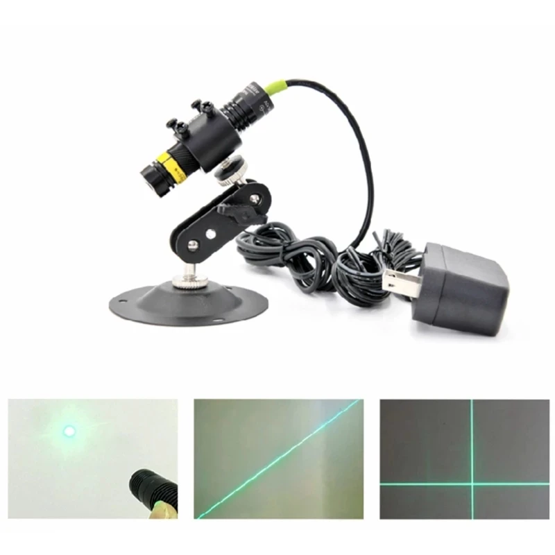 

Adjustable 515nm 30mW Green Laser Diode Module Dot / Line / Cross with Holder and Adapter for Alignment DC12V