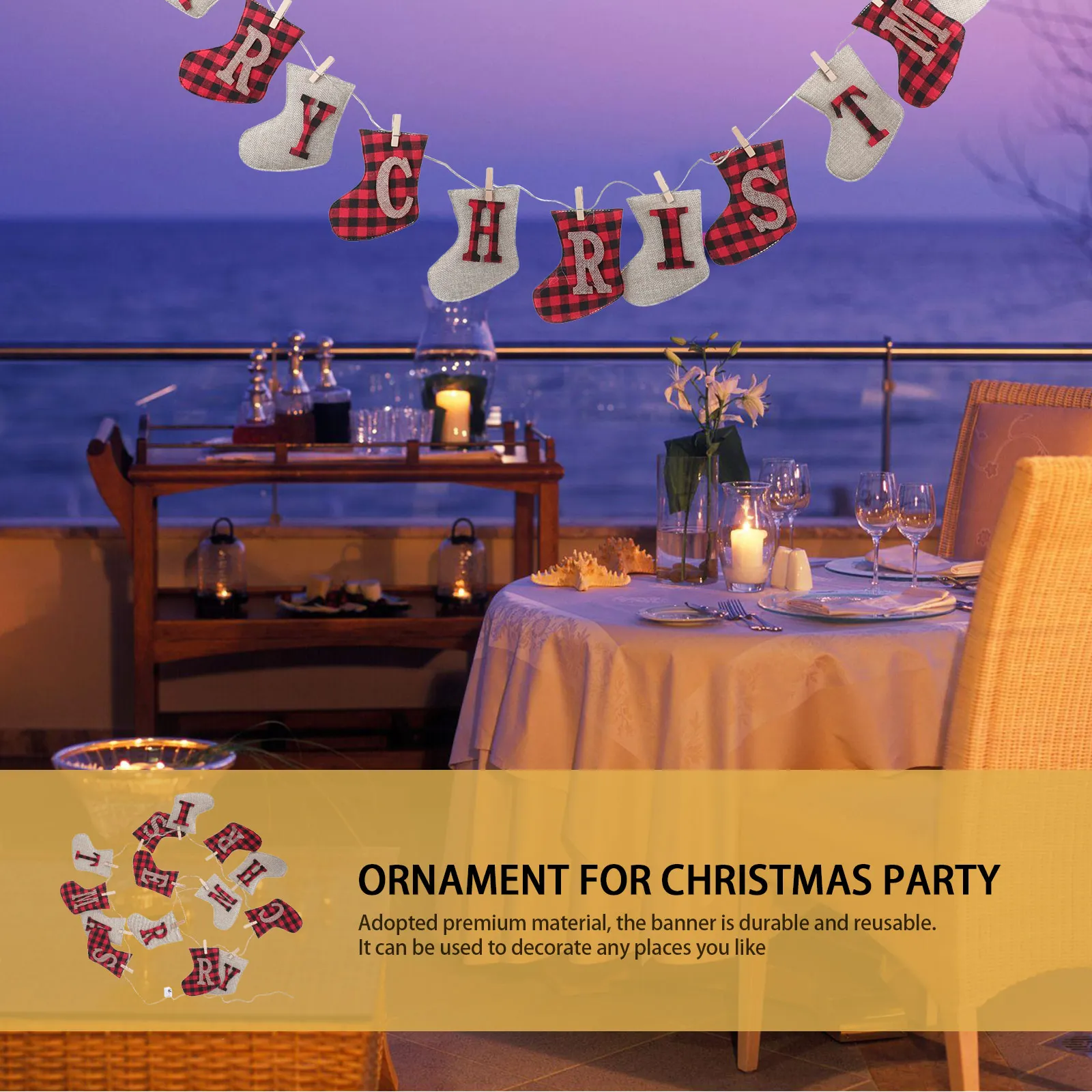 

1pc Christmas Pull Flag Linen Lights Hanging Banner Pendant For Party Xmas Decor Festival Celebration Wall Decoration