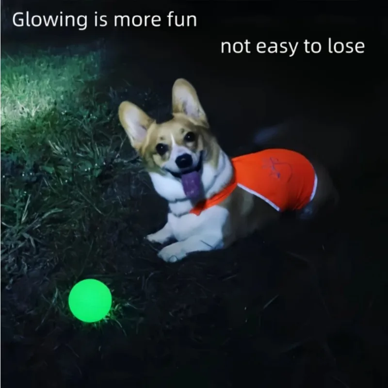 Glow-in-the-Dark Rubber Dog Ball - Durable, Bite-Resistant Chew Toy for All Breeds Interactive Play & Dental Health, Medium Size