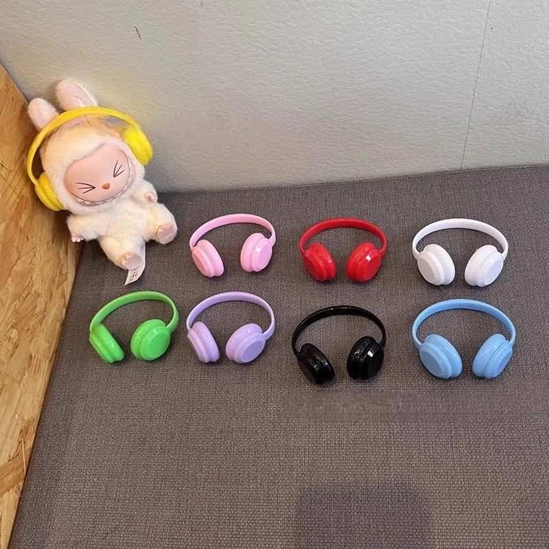 

17cm Labubu Doll Accessories Colorful Headphones Set Kawaii Plush Doll Decoration Kid Gift Fashion Doll Outfit Headset Supplies