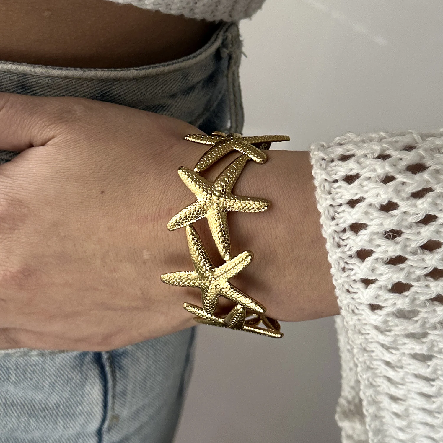 Punk Metall Edelstahl Armbänder Set Für Frauen Böhmen Herz Aushöhlen Offene Einstellbare Manschette Armreif Gold Farbe Schmuck Geschenke – Detail 11