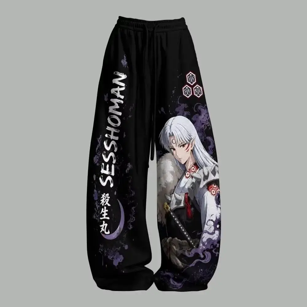 Unisex Anime Japanische Jogginghose Harajuku Streetwear Weite Freizeithose Gothic Anime Grafik Weites Bein Hose Familien-Set – Detail 8