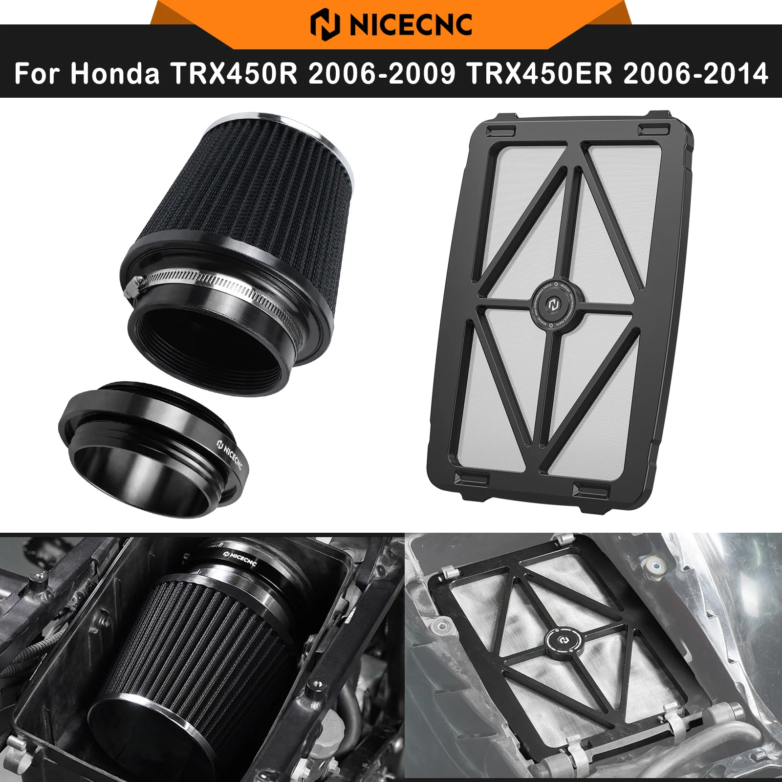 

Крышка воздушного фильтра NICECNC, комплект воздушного фильтра для Honda TRX450R/ER 2006-2014, замена 17211-HP1-600, алюминиевые детали воздушного фильтра.