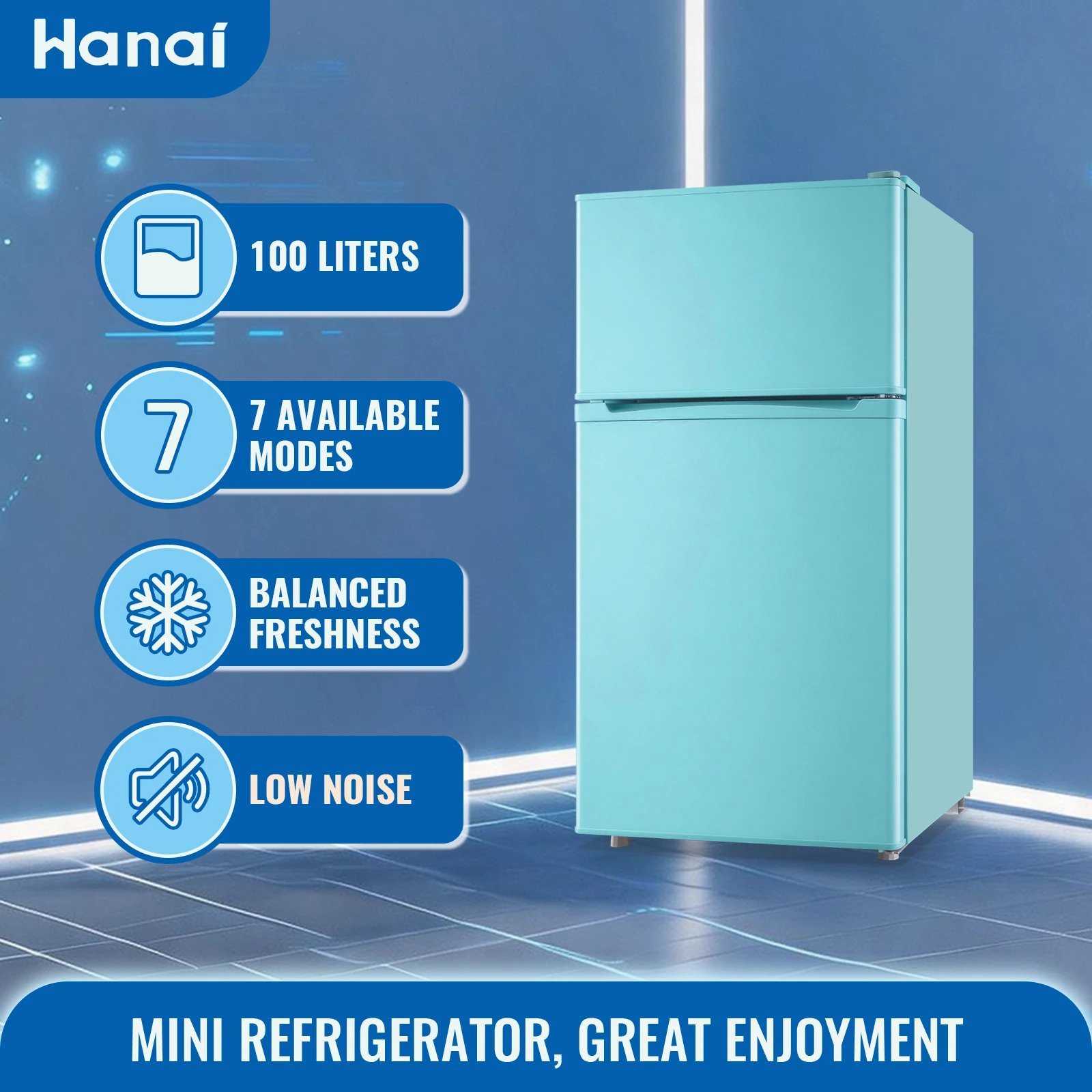 Mini Refrigerator 3.5 Cu.Ft with Freezer, Compact Fridge Featuring 7 Temperature Settings, Quiet Operation for Bedroom, Dormitory, Office, Or Apartment,