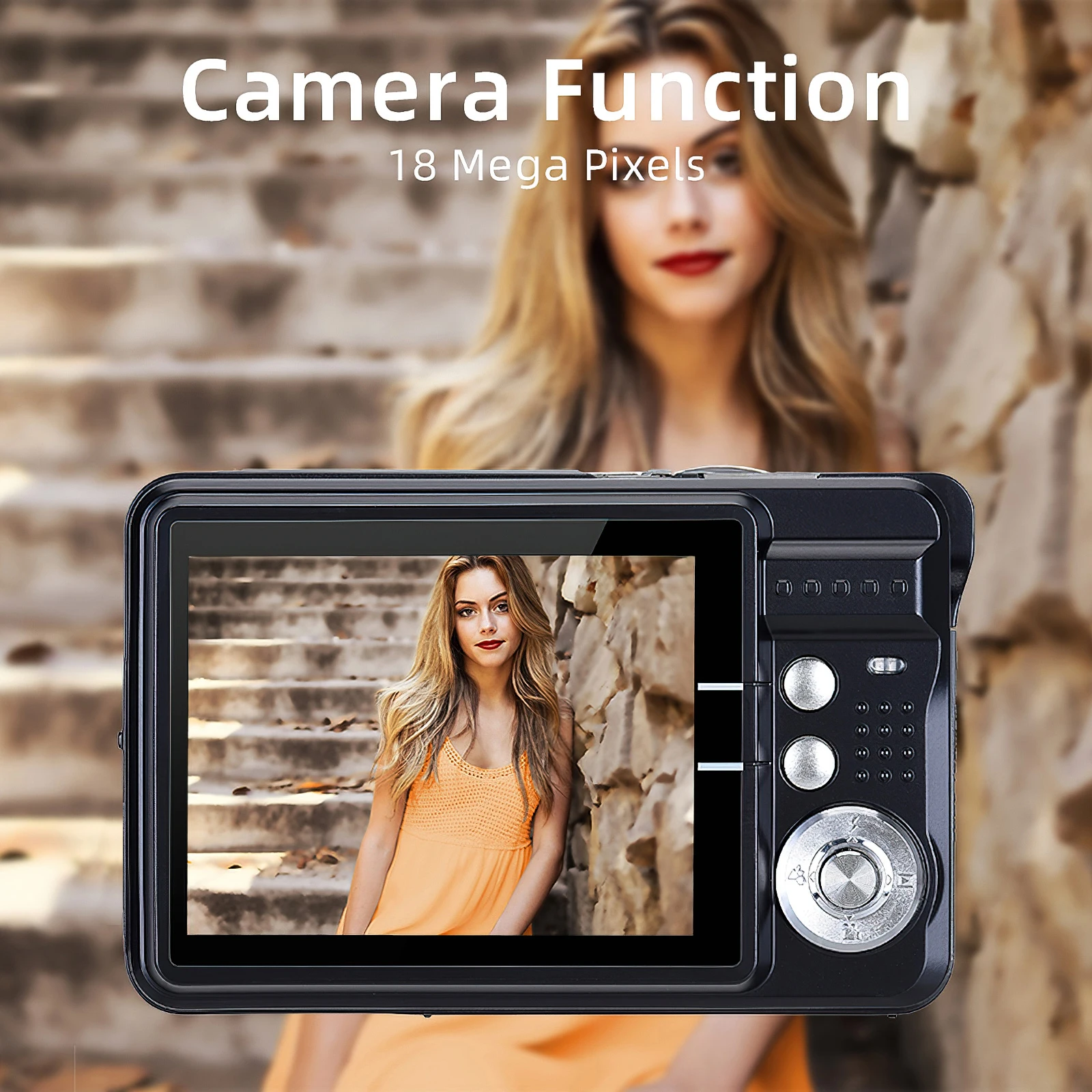 Tragbarer 720P-Digitalkamera-Video-Camcorder, 18 MP Foto, 8-facher Zoom, Anti-Shake, 2,7 Zoll großer