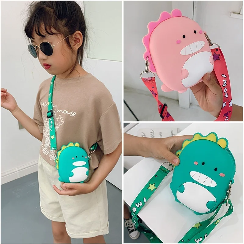 

Dinosaur Waist Bag Cute Girl Travel Wallet Children Backpack Silicone Mini Satchel Bag Messenger Bags Kids Cartoon Bags