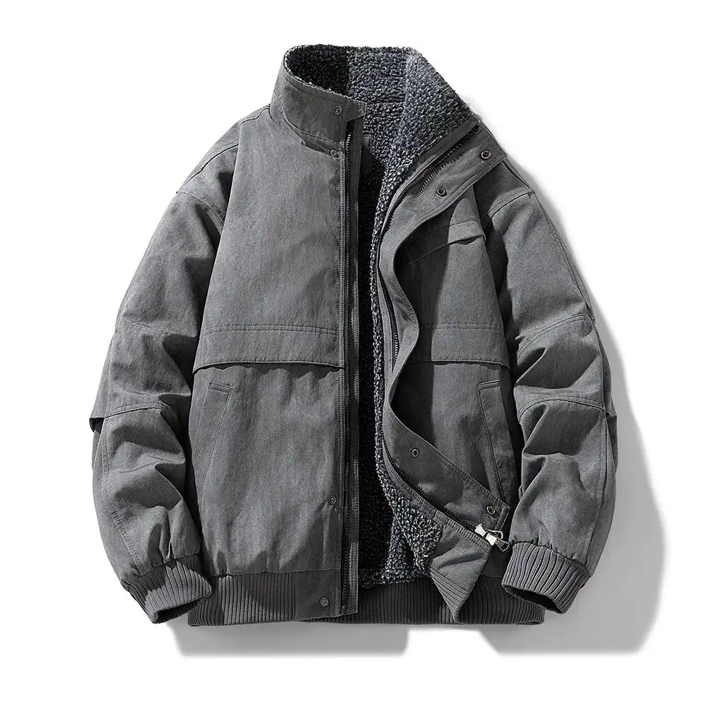 

Winter Outdoor Windproof Warm Jacket Men's Fashion Casual Loose Coat Classic Solid Color Upper Outer Garment Thickened Jackets