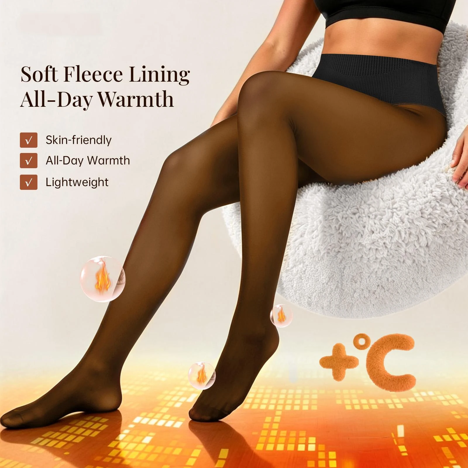 High Waist One Seam Fleece Lined Tights Shaping Thermal Leggings Tummy Control Translucent Pantyhose Velvet Warm Stockings