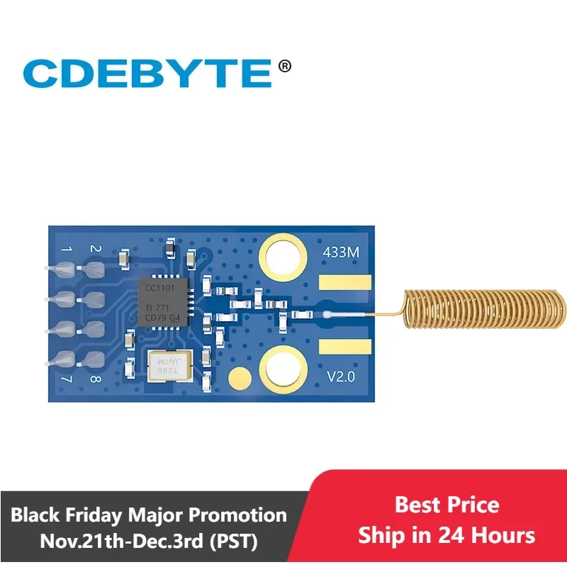 CC1101 Wireless Transceiver Module 433MHz 10dBm SPI SMD DIP E07-M1101D-TH Spring Antenna RF Transmitter And Receiver CDEBYTE