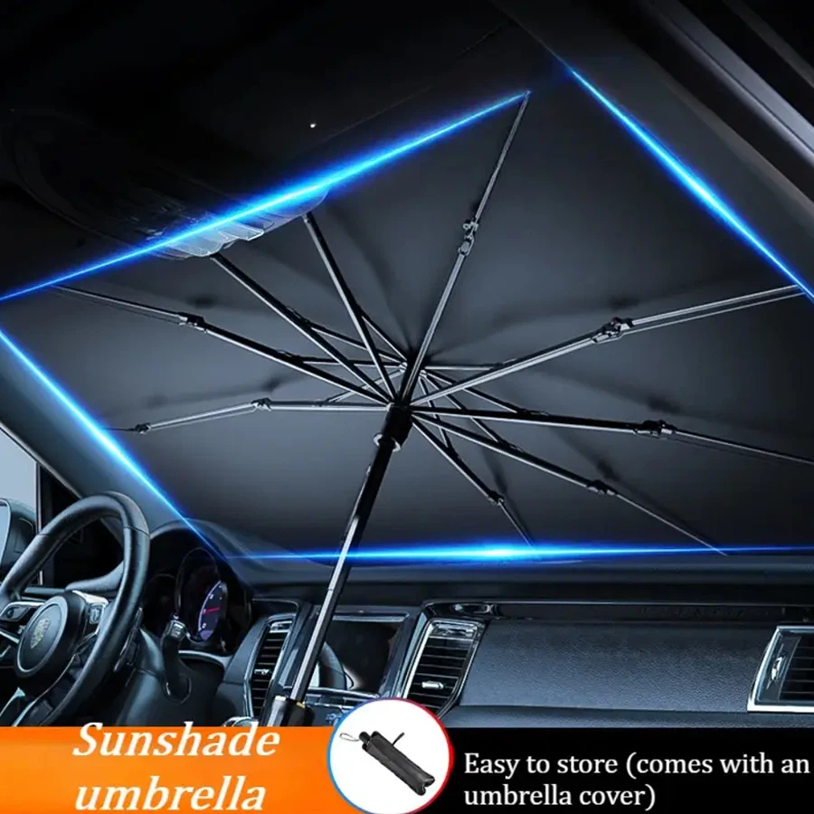 Parasol plegable para parabrisas de coche, 1 unidad: aislamiento térmico y protección UV, compatible con la mayoría de vehículos, fácil de instalar, resistente, color negro, perfecto para interiores de verano.