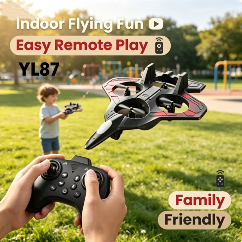 YL87 RC Foam Airplane Glider with LED Lights 2.4G Stunt Remote Control Fighter Plane Toys Kids Adults Gifts Outdoor Indoor Play