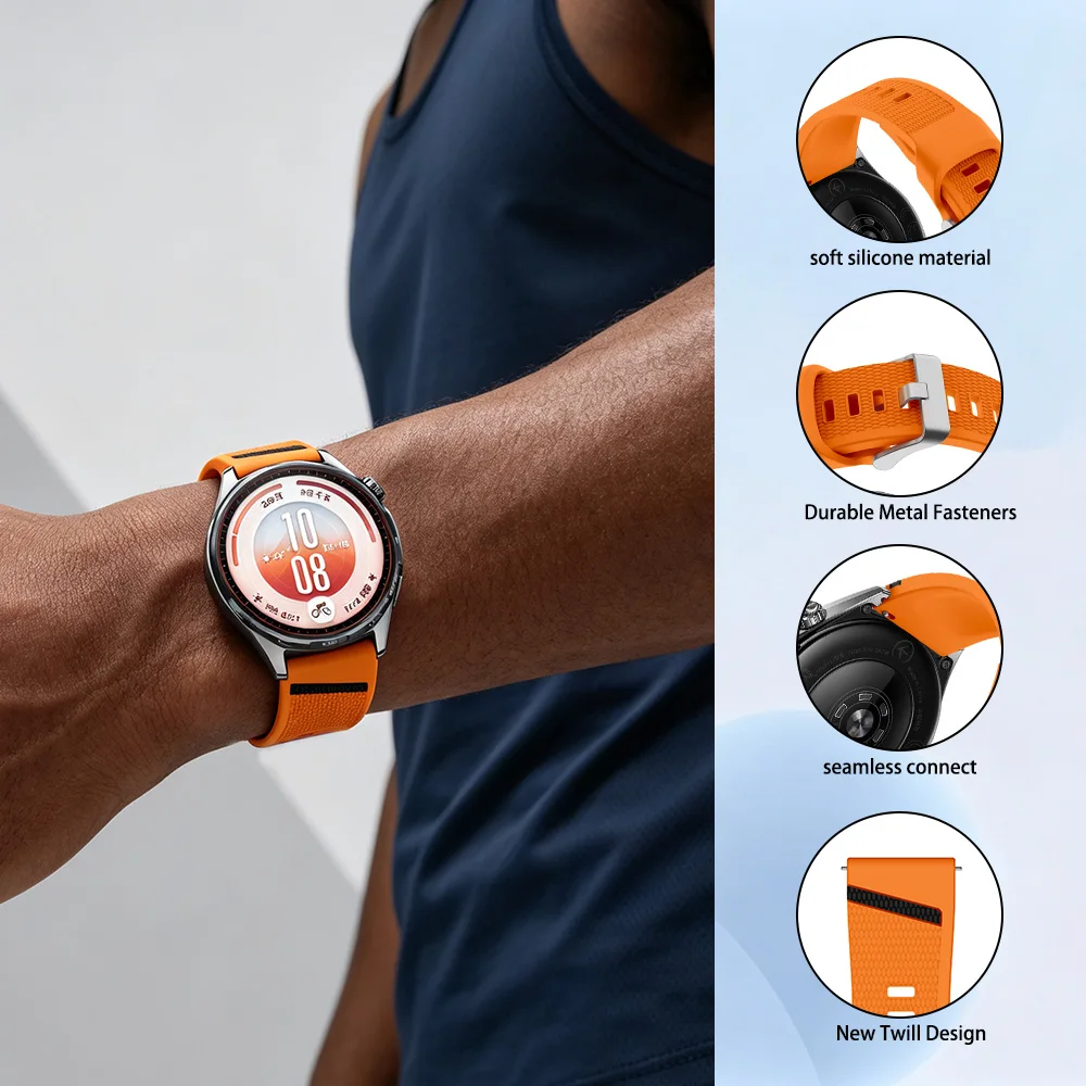 2mm Two‑Color Silicone Diagonal Strap For Huawei GT Series 46MM Replacement Bracelet For Xiaomi Honor Multi‑Brand Smart Watch