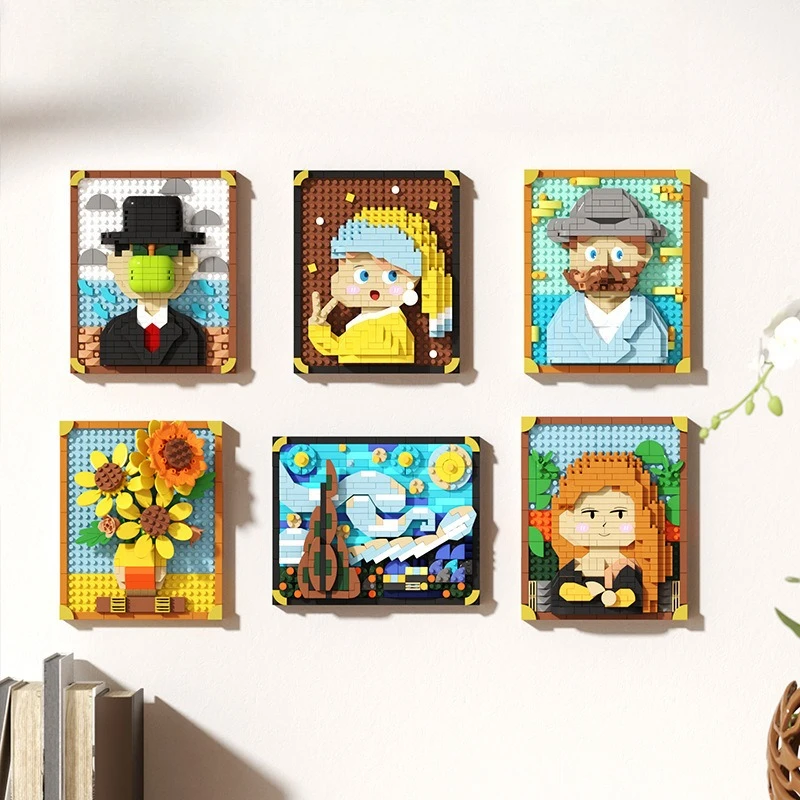 حار بيع مجموعة اللوحة العالمية الشهيرة اللبنات الإبداعية بكسل النفط اللوحة الإطار عباد الشمس بنة الديكور #4