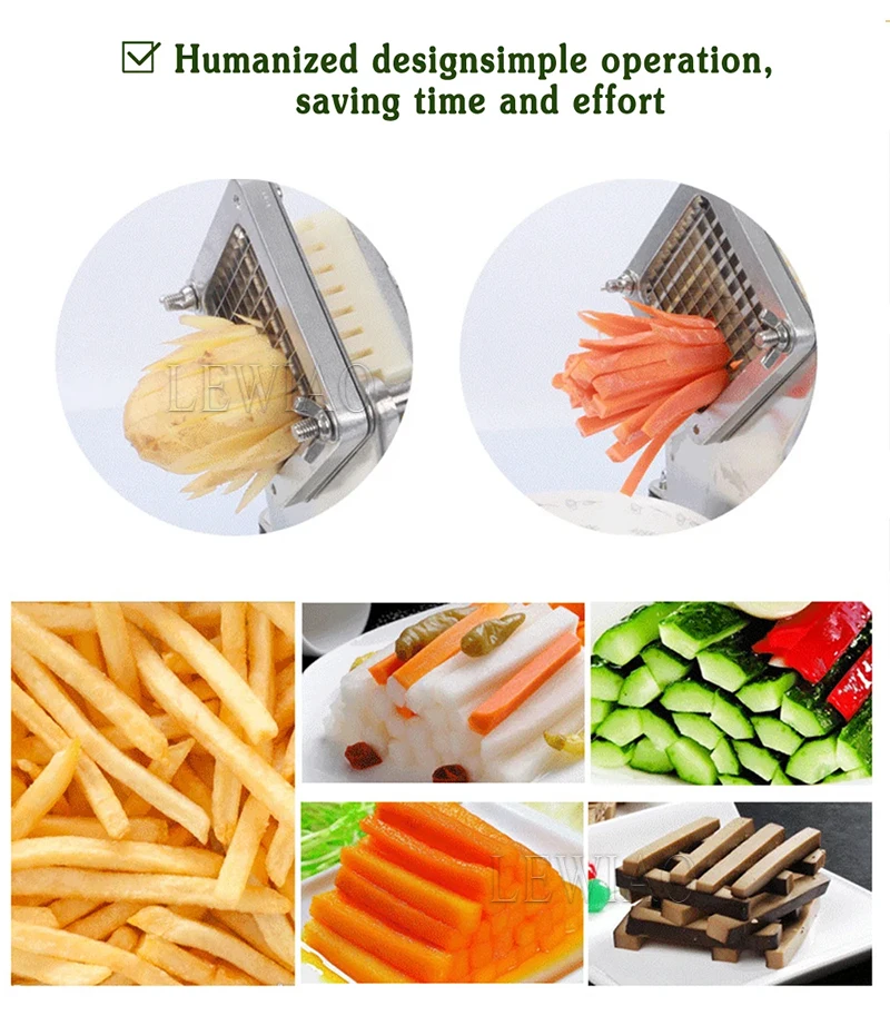 القاطع المقلية التجارية آلة تقطيع البطاطس الكهربائية الفولاذ المقاوم للصدأ البطاطس المقلية القاطع رقاقة الجزرة القطاعة أدوات المطبخ