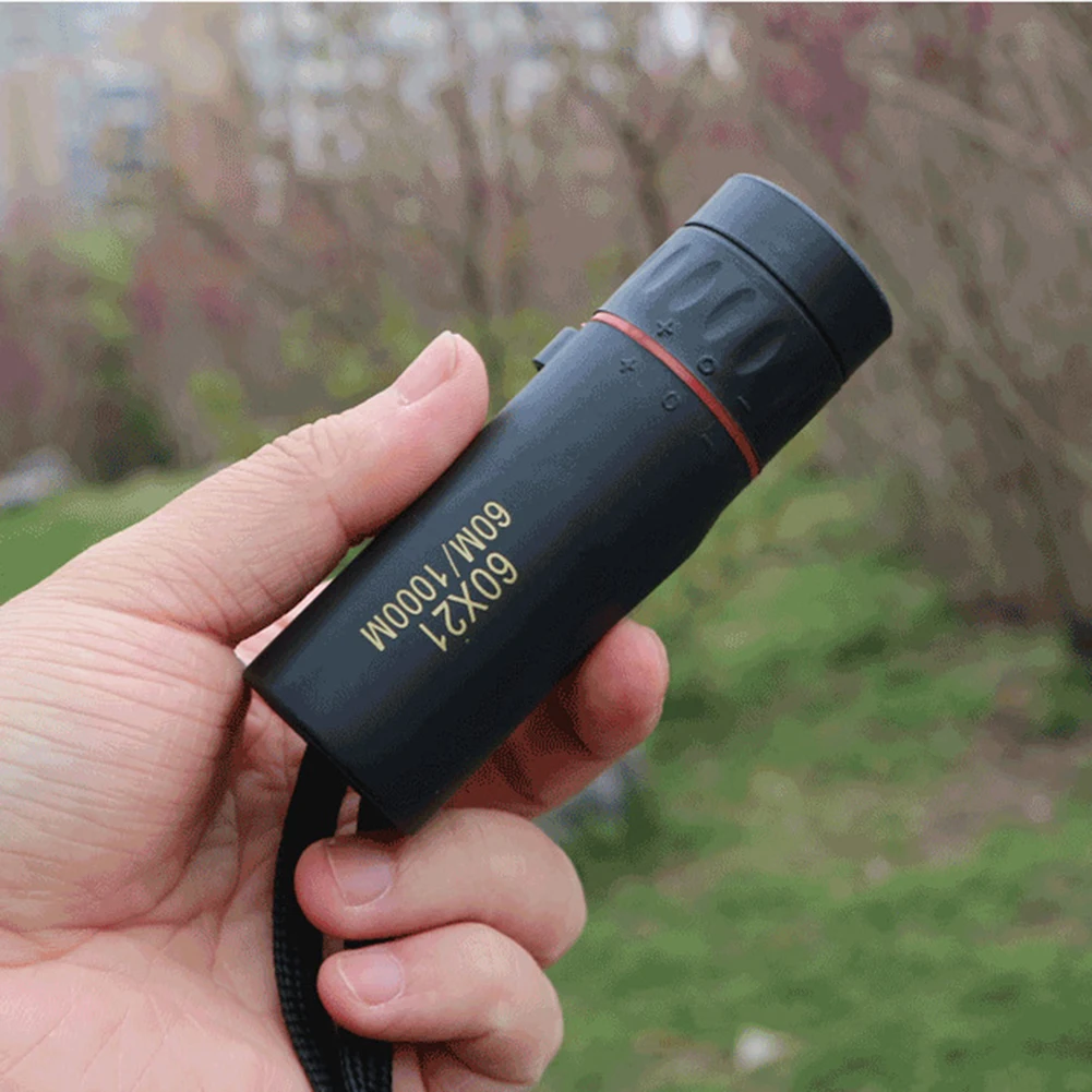 60x21 BAK4 Zoom Monocular Binoculars with Wrist Strap Mini Portable Telescope Optics Scope for Outdoor Camping Hunting Telescope