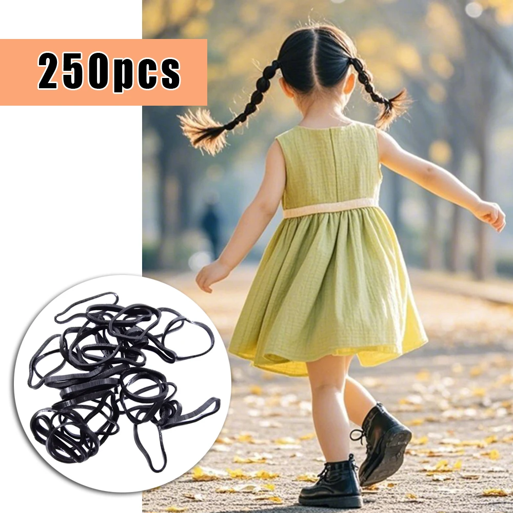

250/Set Elastic Rubber Bands Hair Styling Accessories Black Color for Adults Children