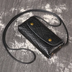 LUOKIR New Style Genuine Leather Women's Bag 3D Carved Craft Shoulder Bag Top Layer Cowhide Casual Crossbody Phone Bag