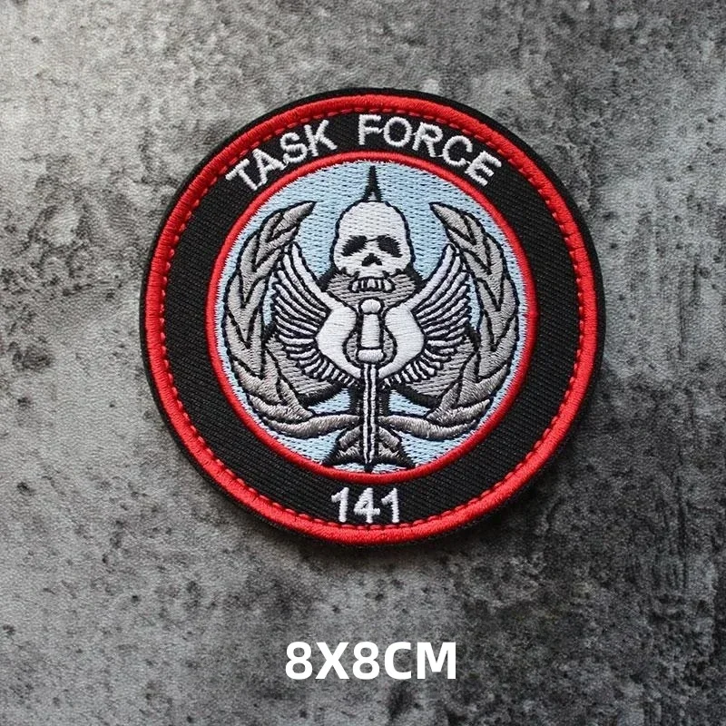 Tactical TASK FORCE 141 CODE Armband Call of Duty Skull Embroidered Hook&Loop Patches Military Morale Badge Backpack Stickers