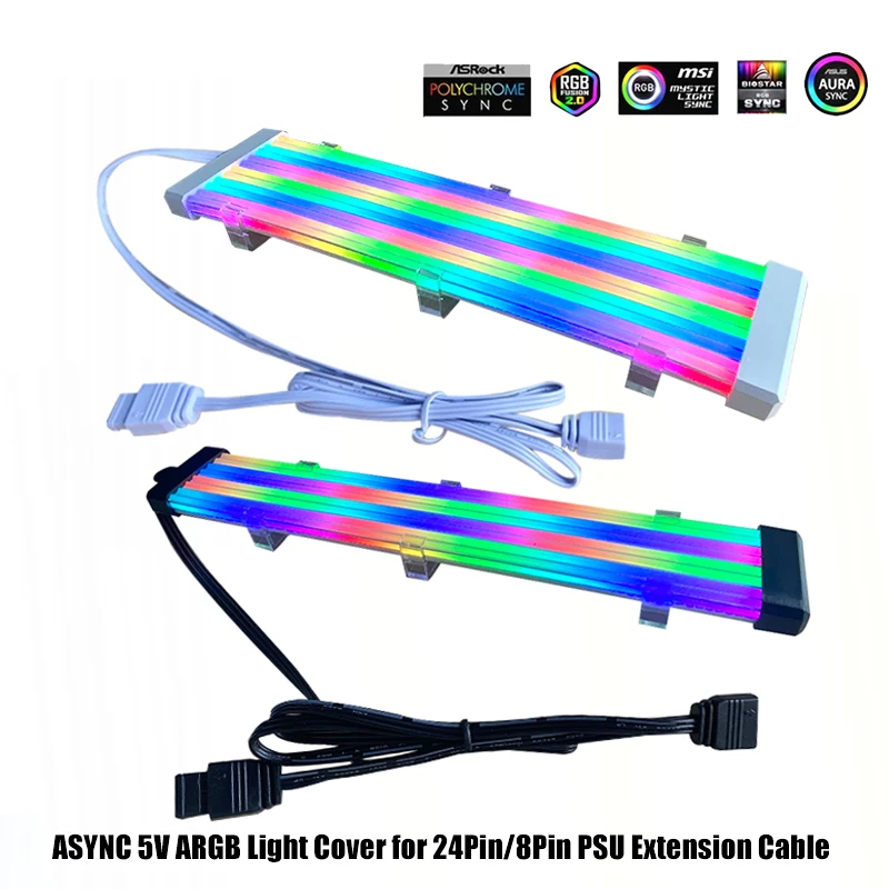 5V ARGB Asynchronous Luminous Wire Casing for Desktop Computer 8Pin/24Pin PSU Cable, Support ASYNC Software SignalRGB/OpenARGB