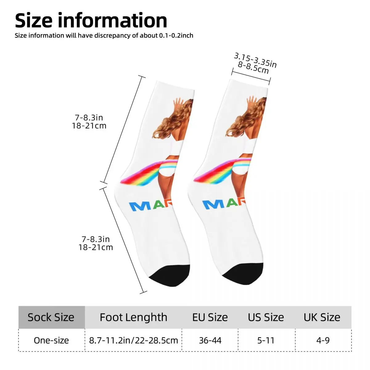 Colorful Mariah Carey Skateboard Socks Polyester Middle Tube Socks for Women Men Sweat Absorbing